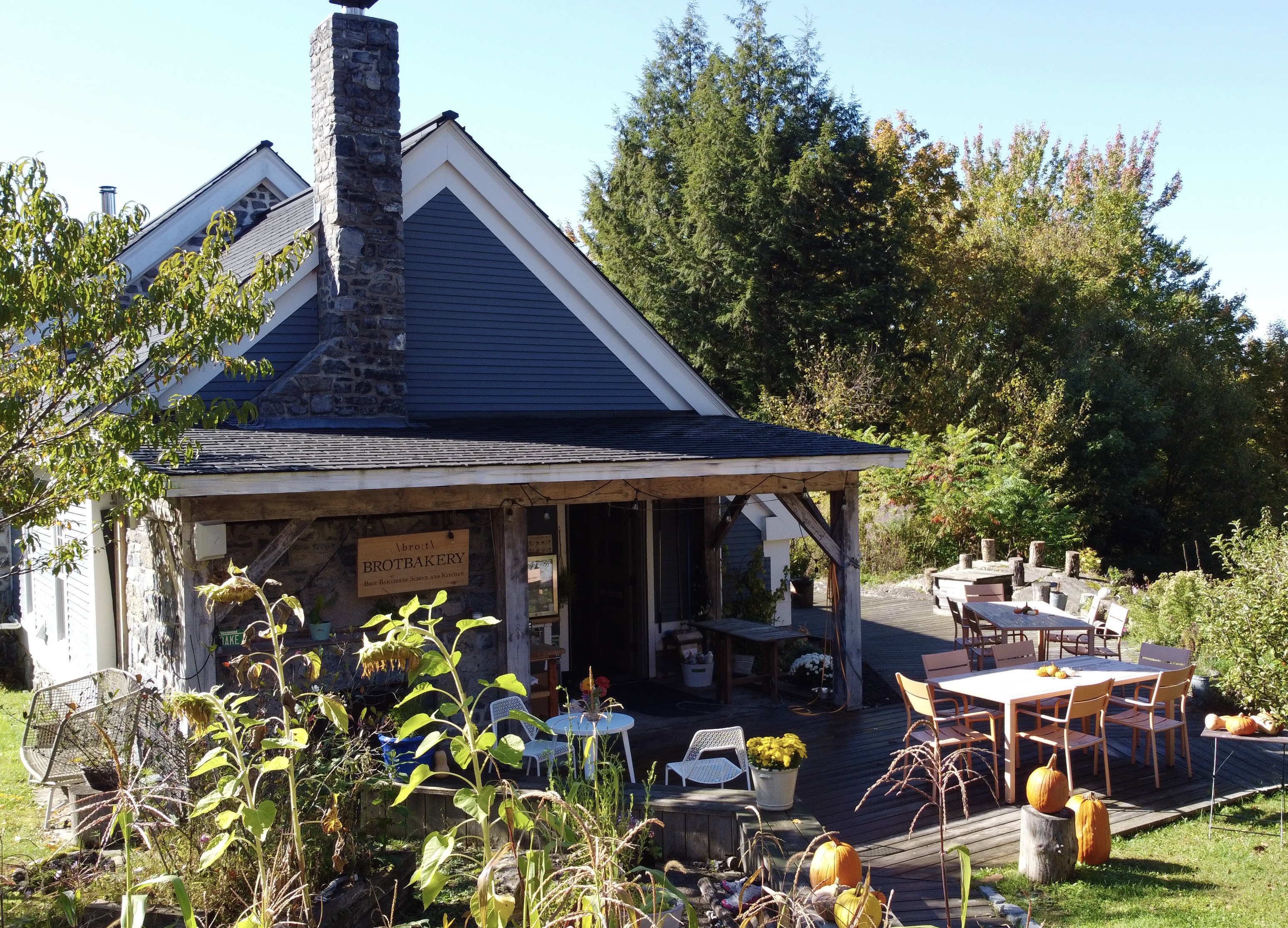 porch and tables outside of Brot